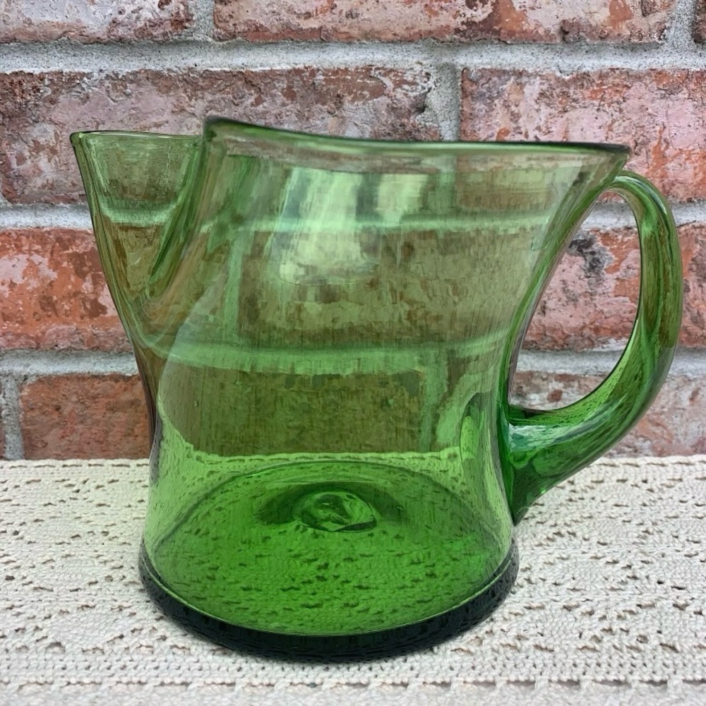 Vintage Blenko Art Glass Pitcher Pinched Spout Applied Handle